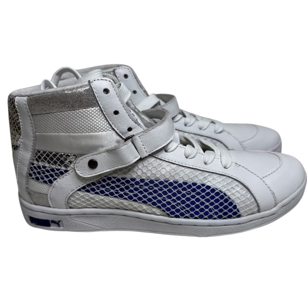 PUMA HI-TOP THE KEY WHITE SURF THE WEB BLUE WHITE WOMENS SNEAKERS SIZE 7.5  NWOT - Picture 9 of 11